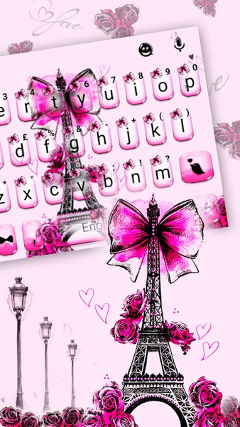 Eiffel Tower Pink Bow Keyboard - Image screenshot of android app