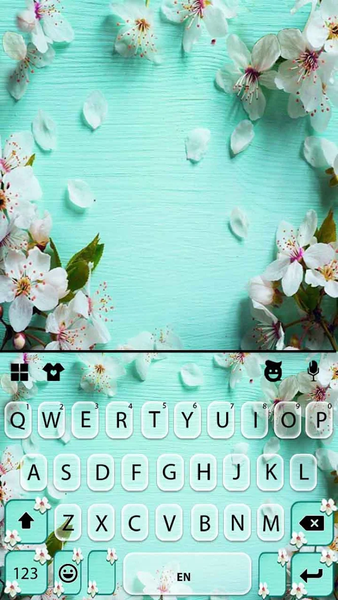 Flowers Cyan Keyboard Backgrou - Image screenshot of android app
