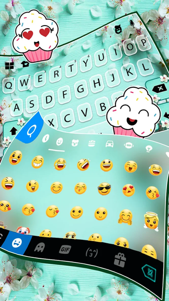 Flowers Cyan Keyboard Backgrou - Image screenshot of android app