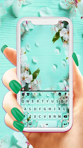 Flowers Cyan Keyboard Backgrou - Image screenshot of android app