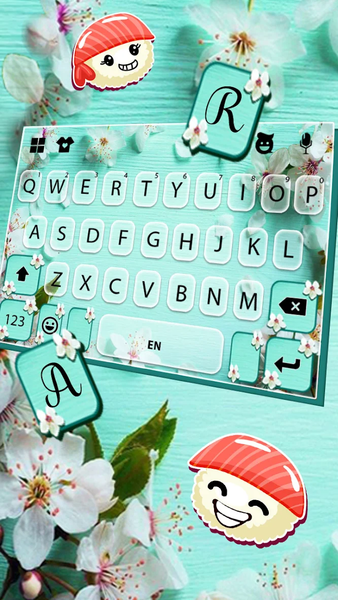 Flowers Cyan Keyboard Backgrou - Image screenshot of android app