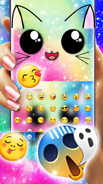 Galaxy Cuteness Kitty Keyboard Theme - عکس برنامه موبایلی اندروید