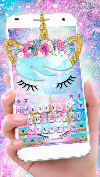 Galaxy Flower Unicorn Keyboard Theme - Image screenshot of android app