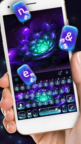Galaxy Purple Flower Keyboard Theme - Image screenshot of android app
