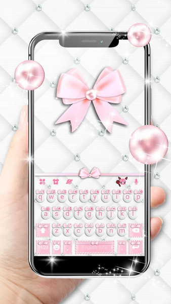 Girly Pink Bows Keyboard Theme - Image screenshot of android app