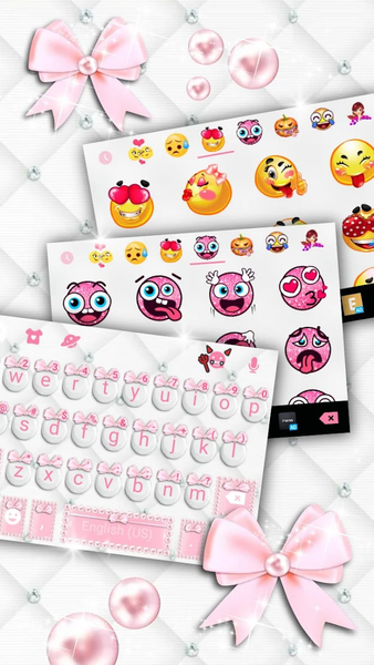 Girly Pink Bows Keyboard Theme - عکس برنامه موبایلی اندروید