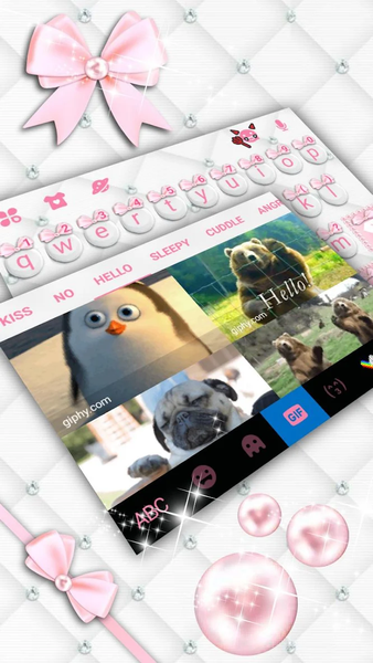 Girly Pink Bows Keyboard Theme - Image screenshot of android app