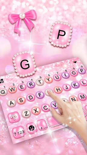 Girly Pink Pearl Keyboard Theme - Image screenshot of android app