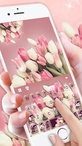 Girly Pink Tulip Keyboard Theme - عکس برنامه موبایلی اندروید