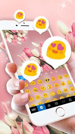 Girly Pink Tulip Keyboard Theme - عکس برنامه موبایلی اندروید