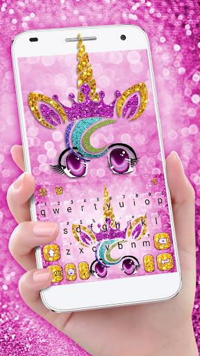 Glisten Unicorn Girl Keyboard Theme - Image screenshot of android app