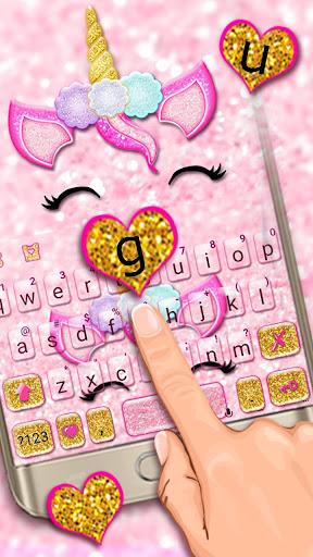 Glisten Unicorn Pinky Keyboard Theme - عکس برنامه موبایلی اندروید
