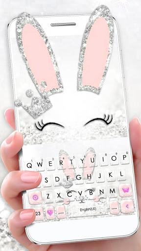 Silver Glitter Bunny Keyboard - Image screenshot of android app