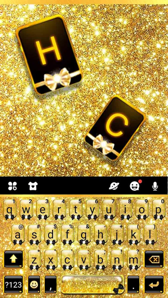 Glitter Golden Bow Keyboard Theme - عکس برنامه موبایلی اندروید