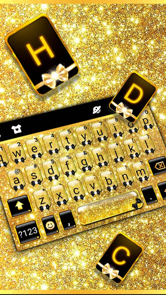 Glitter Golden Bow Keyboard Theme - عکس برنامه موبایلی اندروید