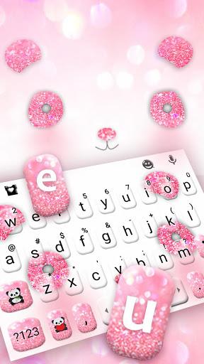 Glitter Pink Panda Keyboard Theme - Image screenshot of android app