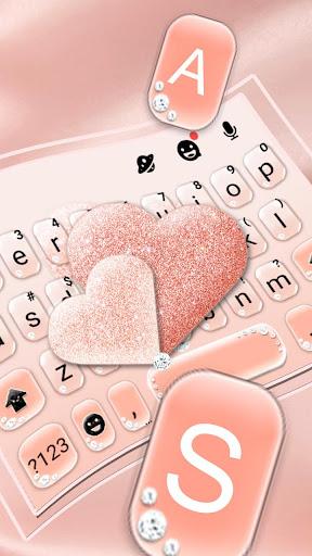 Glitter Rose Gold Hearts Keyboard Theme - Image screenshot of android app