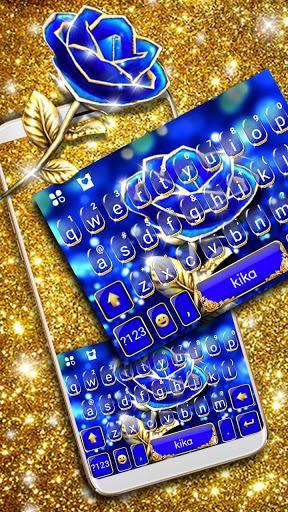 Gold Blue Rose Crystal Keyboard Theme - Image screenshot of android app