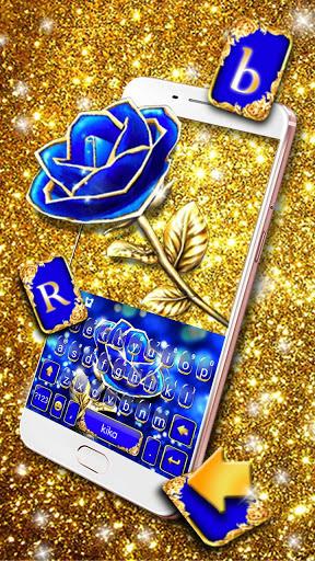 Gold Blue Rose Crystal Keyboard Theme - Image screenshot of android app