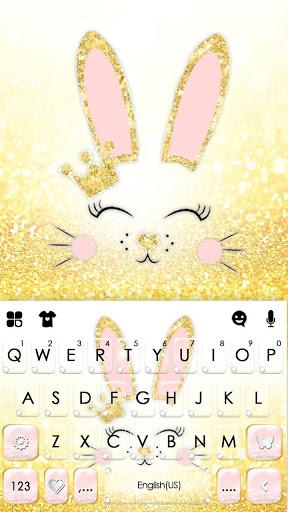 Gold Glitter Bunny Keyboard Theme - Image screenshot of android app