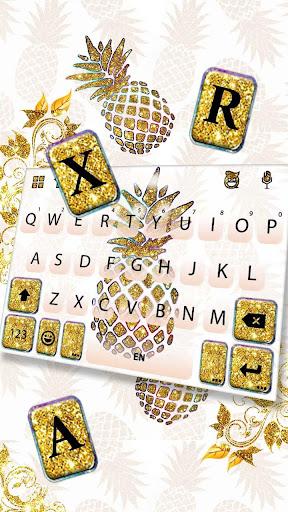 Gold Glitter Pineapple Keyboard Theme - Image screenshot of android app