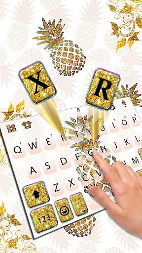 Gold Glitter Pineapple Keyboard Theme - Image screenshot of android app