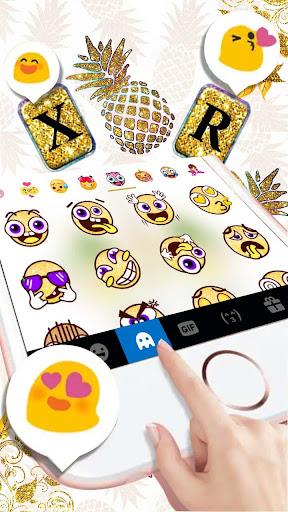Gold Glitter Pineapple Keyboard Theme - Image screenshot of android app
