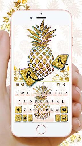 Gold Glitter Pineapple Keyboard Theme - Image screenshot of android app