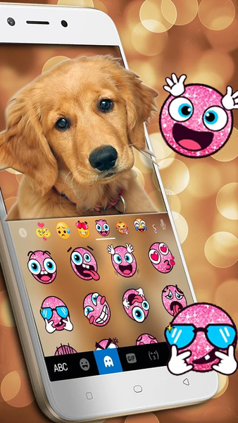 Gold Naive Puppy Keyboard Theme - Image screenshot of android app