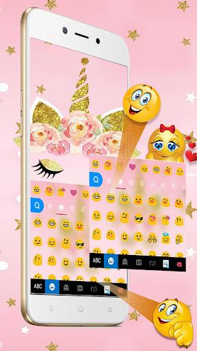 Gold Shinny Unicorn Keyboard Theme - Image screenshot of android app