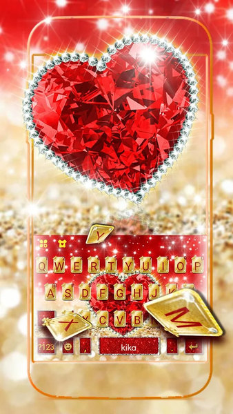 Gold Red Lux Heart Theme - Image screenshot of android app