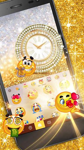 Gold Glitter Clock Keyboard Theme - Image screenshot of android app