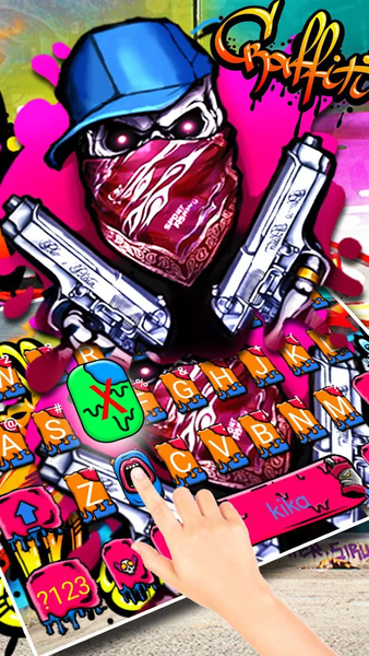 Graffiti Gun Mask Skull Keyboard Theme - Image screenshot of android app