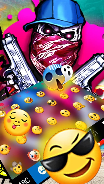 Graffiti Gun Mask Skull Keyboard Theme - عکس برنامه موبایلی اندروید