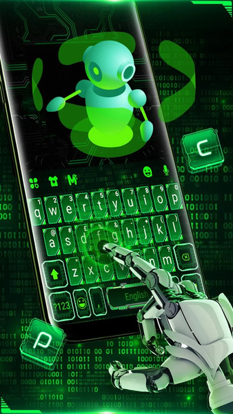 Green Light Tech Keyboard Theme - Image screenshot of android app