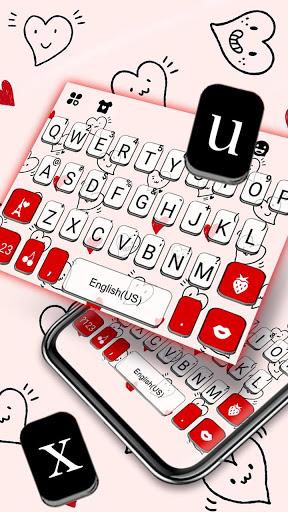 Hearts Doodles Keyboard Theme - Image screenshot of android app