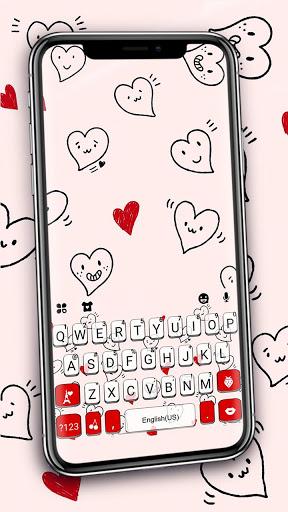 Hearts Doodles Keyboard Theme - Image screenshot of android app