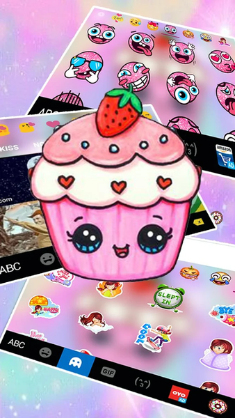 Kawaii Cute Cup Cake Keyboard Theme - عکس برنامه موبایلی اندروید