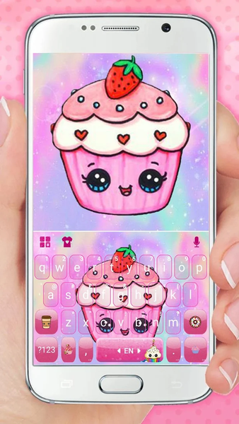 Kawaii Cute Cup Cake Keyboard Theme - Image screenshot of android app