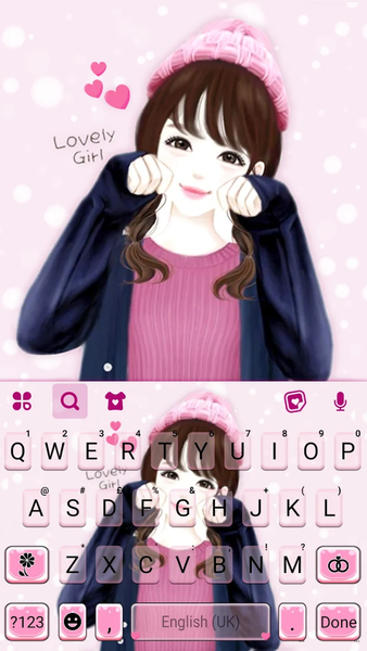 Lovely Cute Girl Keyboard Back - Image screenshot of android app