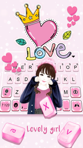 Lovely Cute Girl Keyboard Back - Image screenshot of android app