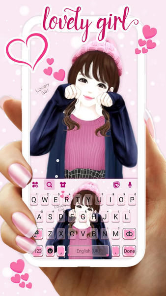 Lovely Cute Girl Keyboard Back - Image screenshot of android app