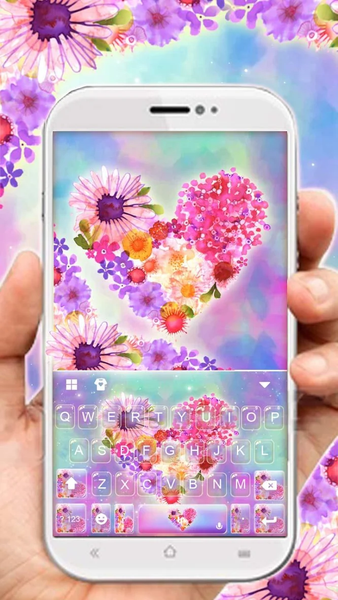 Lovely Flower Heart Keyboard Theme - عکس برنامه موبایلی اندروید