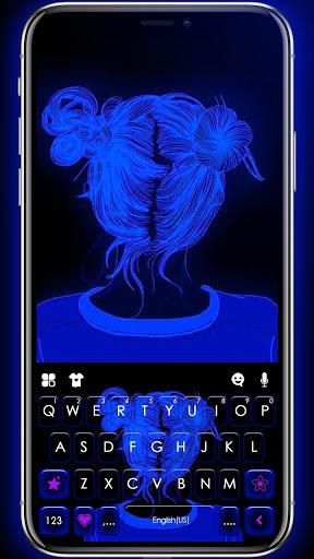 Neon Blue Girl Keyboard Theme - Image screenshot of android app