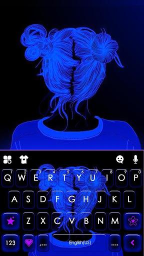 Neon Blue Girl Keyboard Theme - Image screenshot of android app