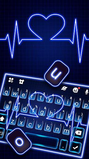 Neon Blue Heartbeat Keyboard T - عکس برنامه موبایلی اندروید