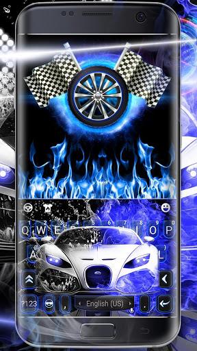 Neon Blue Sports Car Keyboard Theme - عکس برنامه موبایلی اندروید