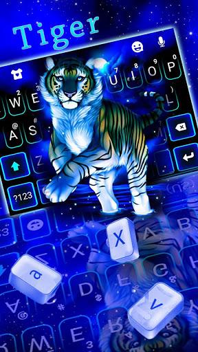 Neon Blue Tiger King Keyboard Theme - Image screenshot of android app