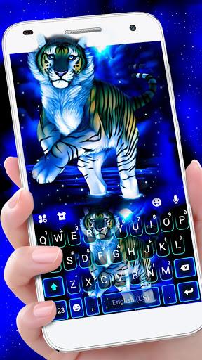 Neon Blue Tiger King Keyboard Theme - Image screenshot of android app