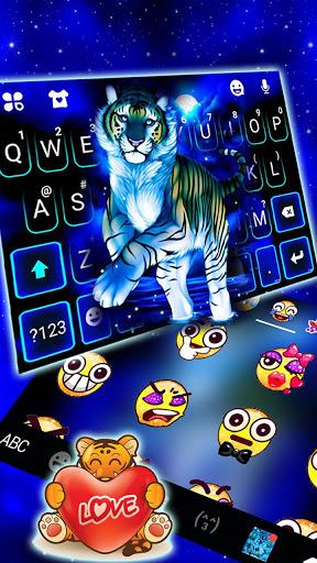 Neon Blue Tiger King Keyboard Theme - عکس برنامه موبایلی اندروید